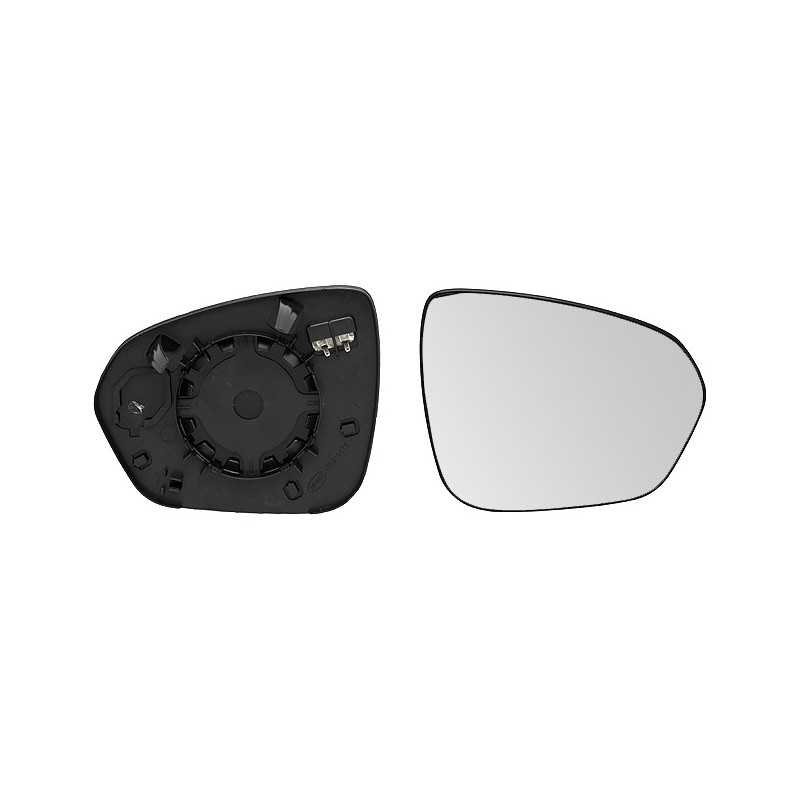 Replacement rear view mirror glass with thermal convex right base