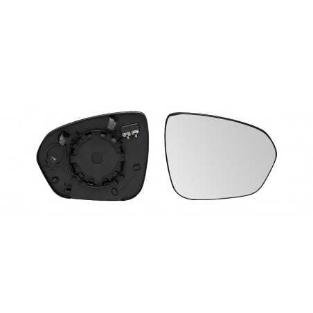 Replacement rear view mirror glass with thermal convex right base