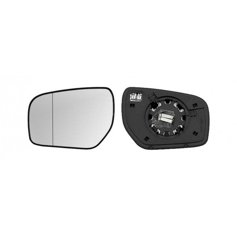 Replacement glass rear view mirror with thermal aspherical left base