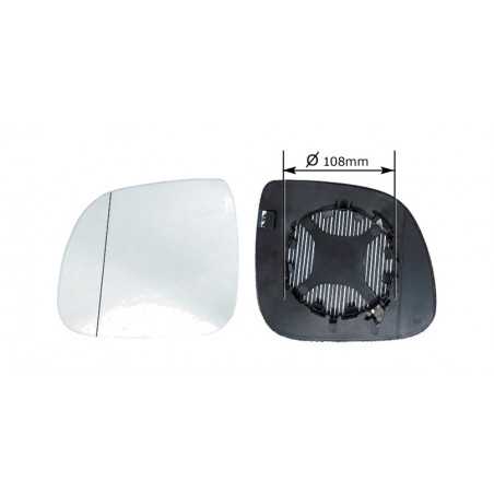 Replacement glass rear view mirror with thermal aspherical left base