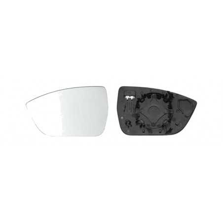 Replacement rearview mirror glass with thermal convex left base