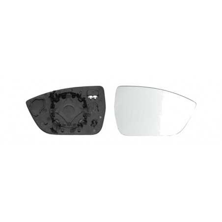 Replacement rear view mirror glass with thermal convex right base
