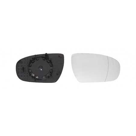 Replacement rear view mirror glass with convex right base