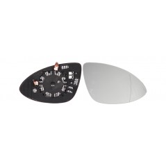 Replacement rear view mirror glass with thermal convex right base