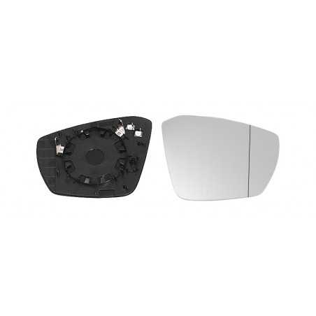 Replacement rear view mirror glass with right thermal convex base
