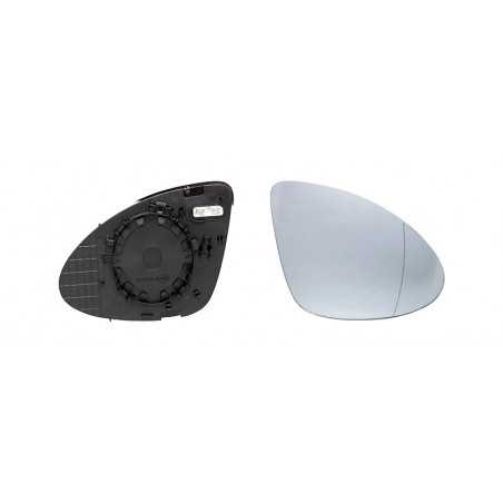Replacement rear view mirror glass with thermal convex right base