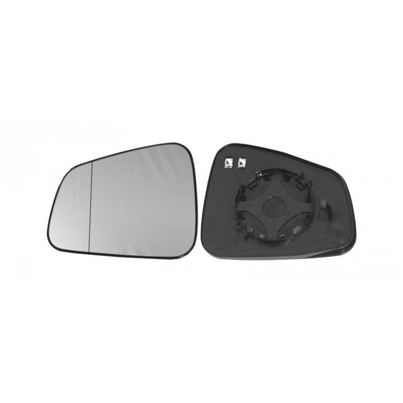 Replacement glass rear view mirror with thermal aspherical left base
