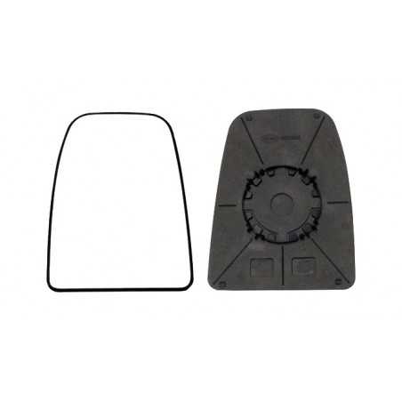 Replacement rear view mirror glass with convex left base
