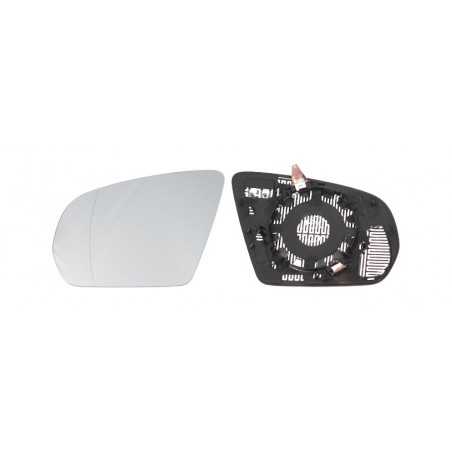 Replacement glass rear view mirror with thermal aspherical left base