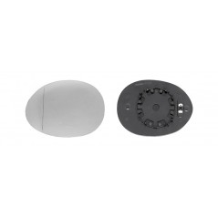Replacement rear view mirror glass with left thermal aspherical base