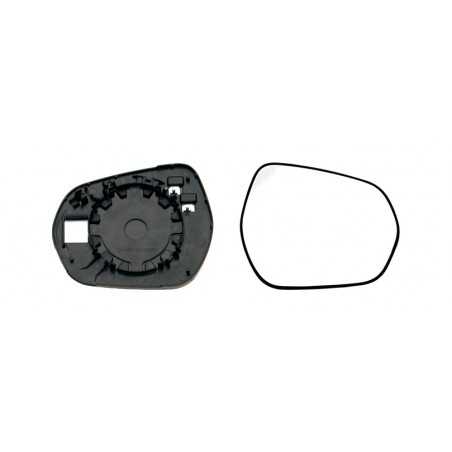 Replacement rear view mirror glass with thermal convex right base