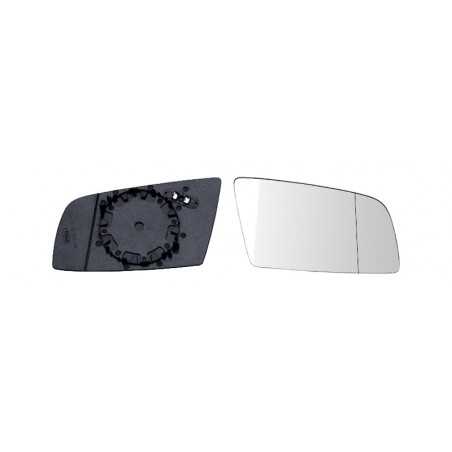 Replacement rear view mirror glass with thermal aspherical right base