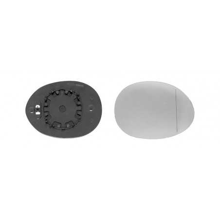 Replacement rear view mirror glass with right thermal convex base