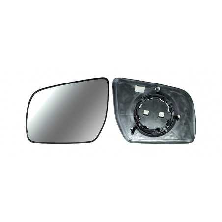Replacement rear view mirror glass with convex left base