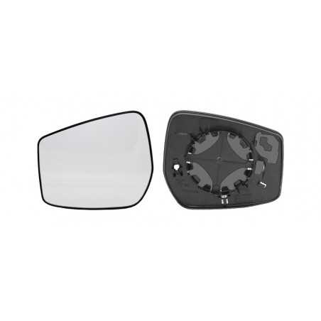Replacement rear view mirror glass with convex left base