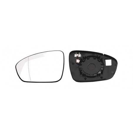 Replacement rear view mirror glass with left thermal aspherical base