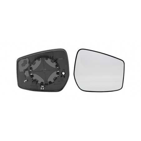 Replacement rear view mirror glass with convex right base