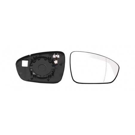 Replacement rear view mirror glass with thermal convex right base