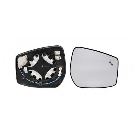 Replacement rear view mirror glass with right base convex thermal side