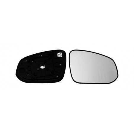 Replacement rear view mirror glass with thermal convex right base