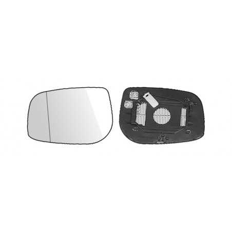 Replacement glass rear view mirror with thermal aspherical left base