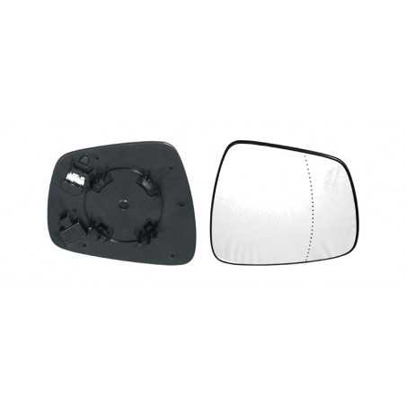 Replacement rear view mirror glass with right thermal convex base