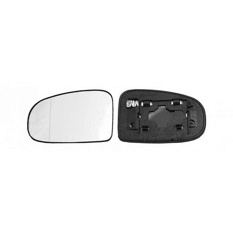 Replacement rear view mirror glass with left thermal aspherical base