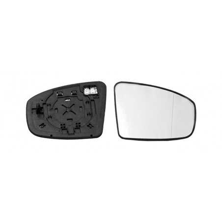 Replacement rear view mirror glass with thermal convex right base