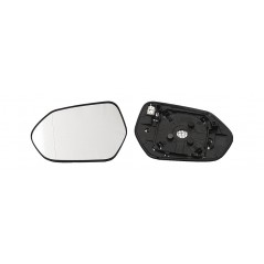 Replacement glass rear view mirror with thermal aspherical left base