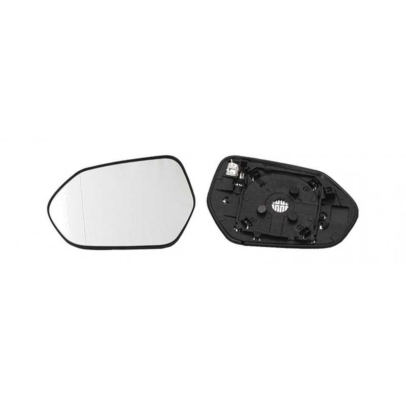 Replacement glass rear view mirror with thermal aspherical left base