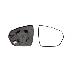 Replacement rear view mirror glass with thermal convex right base