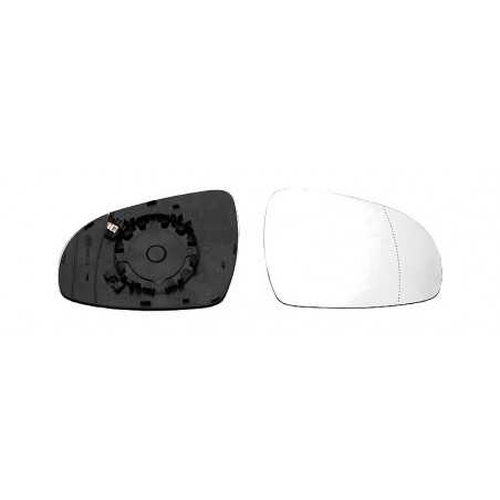 Replacement rear view mirror glass with convex right base