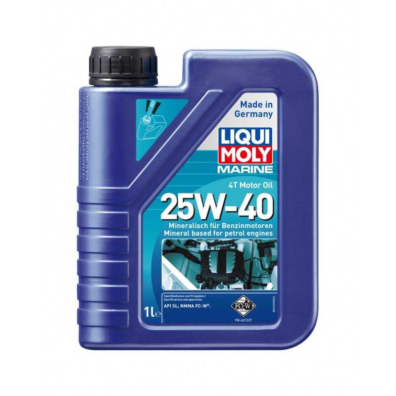 LIQUIMOLY Botella aceite mineral de motor para marina 4T 25W-40 API NMMA FC-W® 1 L 20100050