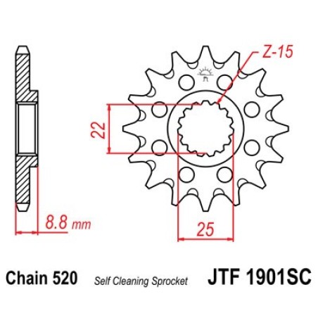 steel 520-1901 motorcycle front transmission drive sprocket