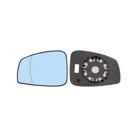 Replacement rear view mirror glass with blue right base