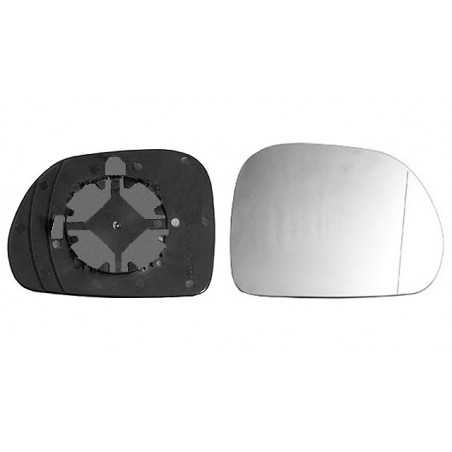 Replacement rear view mirror glass with convex right base
