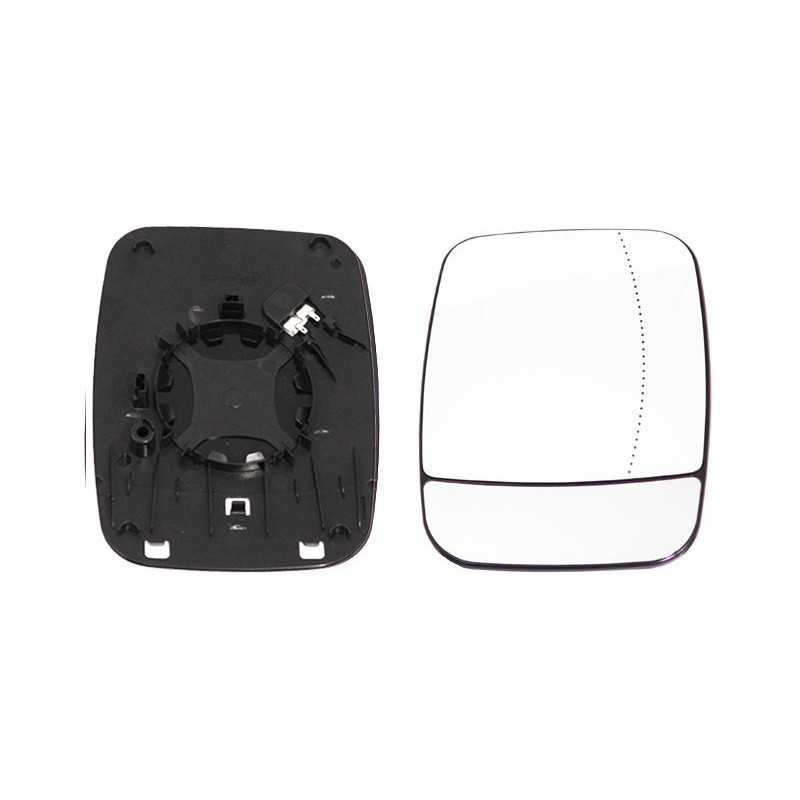 Replacement rear view mirror glass with aspherical dead right base