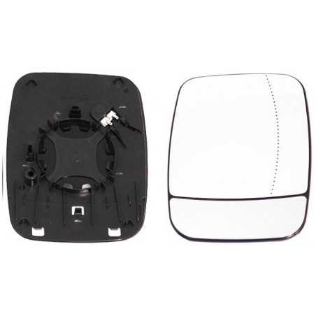 Replacement rear view mirror glass with aspherical dead right base