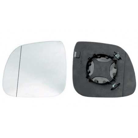 Replacement rear view mirror glass with convex left base