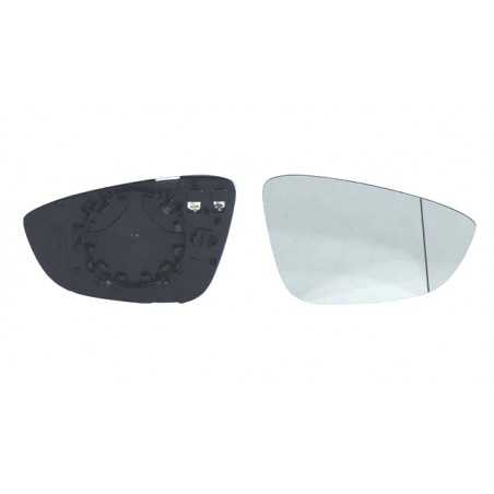 Replacement rear view mirror glass with thermal aspheric right base