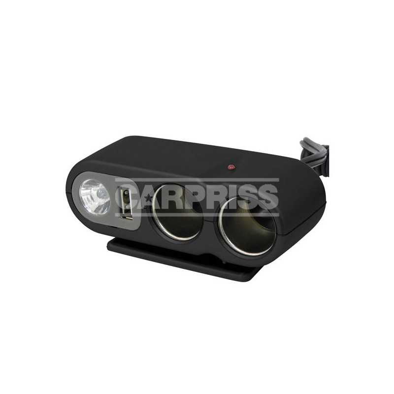 CARPRISS Enchufe mechero 2 salidas + puerto usb luz interruptor encendido/apagado 70523434