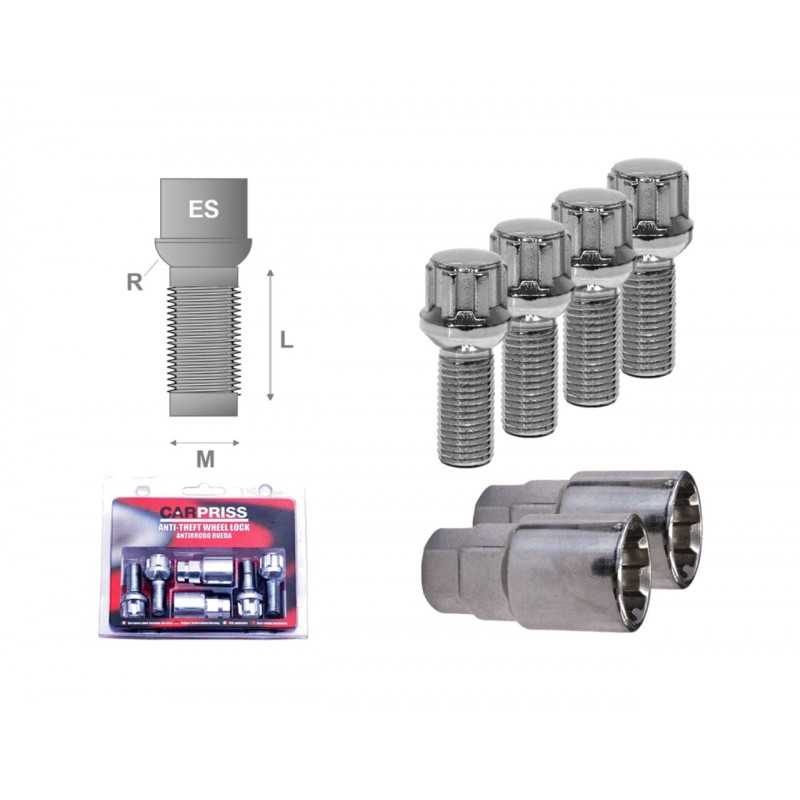 CARPRISS Antirrobo rueda tornillos esféricos M12X1 5X26 MM 70520513