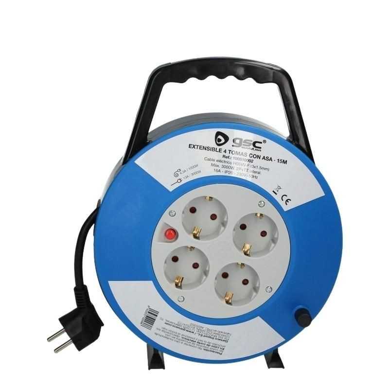 GSC EVOLUTION Cable reel extension 4 plugs with handle 10 M 10 M 400067
