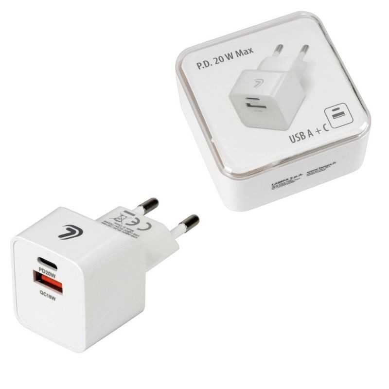LAMPA 2 port charger plug LINEA ESSENTIAL USB (A+C) 20W 220/240 LAM38691