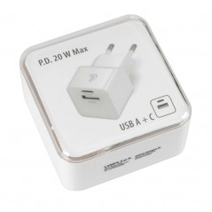 LAMPA Enchufe cargador 2 puertos LINEA ESSENTIAL USB (A+C) 20W 220/240 LAM38691