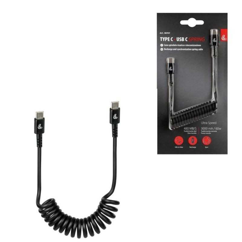 LAMPA Spiral charging cable for mobile phone USB TYPE C 100 CM LAM38707