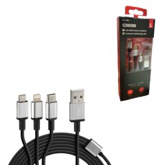 LAMPA Multi-charge cable with 3 connectors for mobile phones MICRO USB TIPO C IPHONE LAM38847
