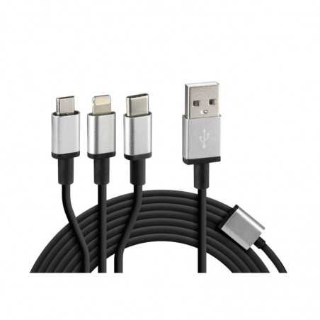 LAMPA Multi-charge cable with 3 connectors for mobile phones MICRO USB TIPO C IPHONE LAM38847