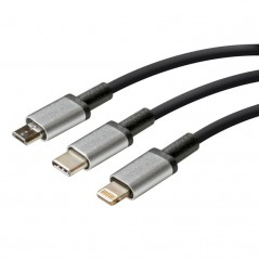 LAMPA Multi-charge cable with 3 connectors for mobile phones MICRO USB TIPO C IPHONE LAM38847