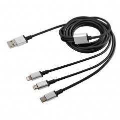 LAMPA Multi-charge cable with 3 connectors for mobile phones MICRO USB TIPO C IPHONE LAM38847